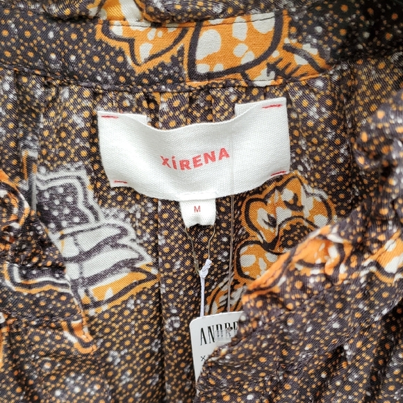 XiRENA NWT Silk Cotton 'Blair' Batik Floral Marigold Print Blouse Top  M - Picture 6 of 14